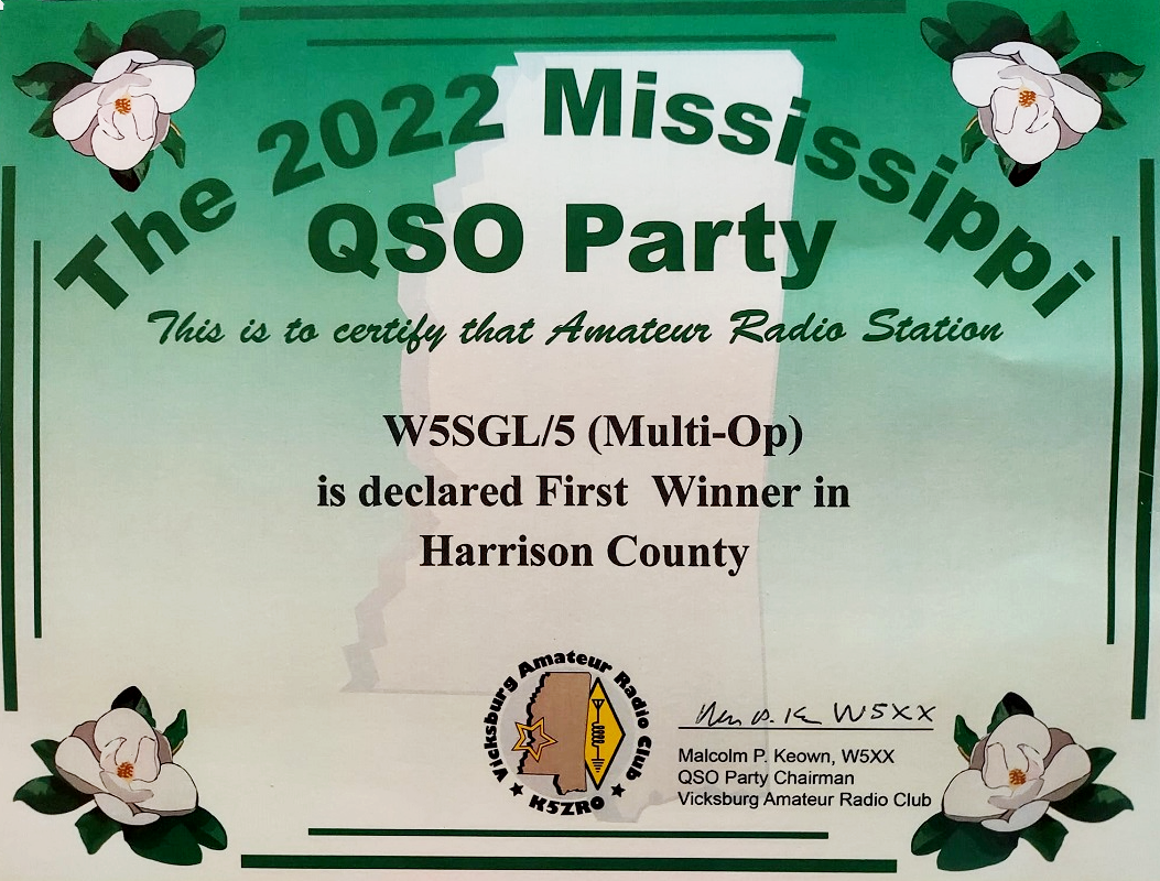 2002 MS QSO Party Certificate